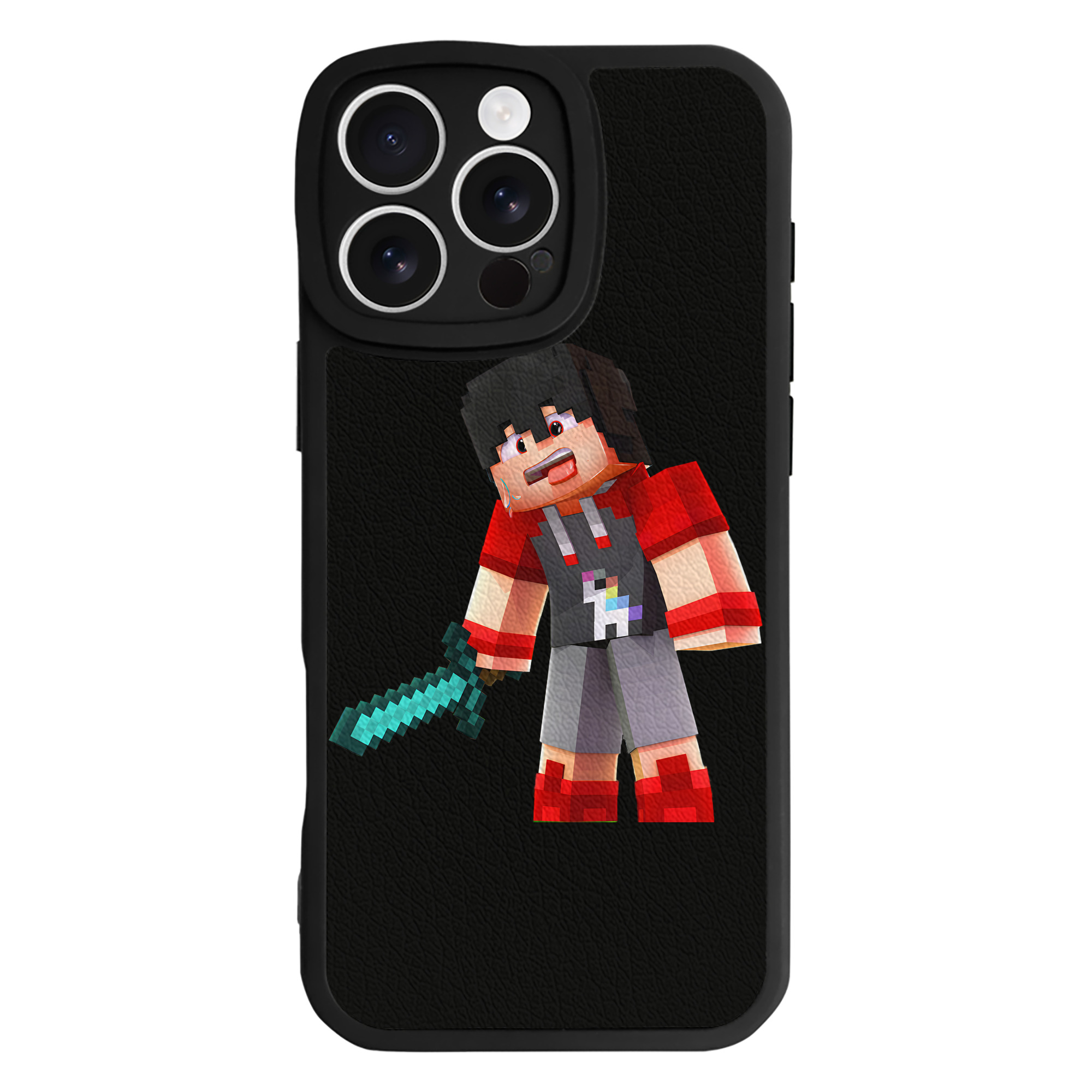 （画像用） マインクラフト ブロックの世界 Minecraft MC Block world 【iPhone 16シリーズ対応】シリコンスマホケース（レザー調） 材質：シリコン